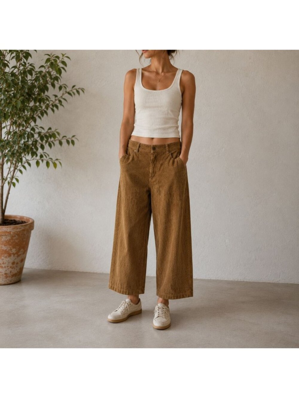 Toad&Co Women’s Brown Corduroy Crop Pants Size 6 Hemp Cotton Blend Wide Leg